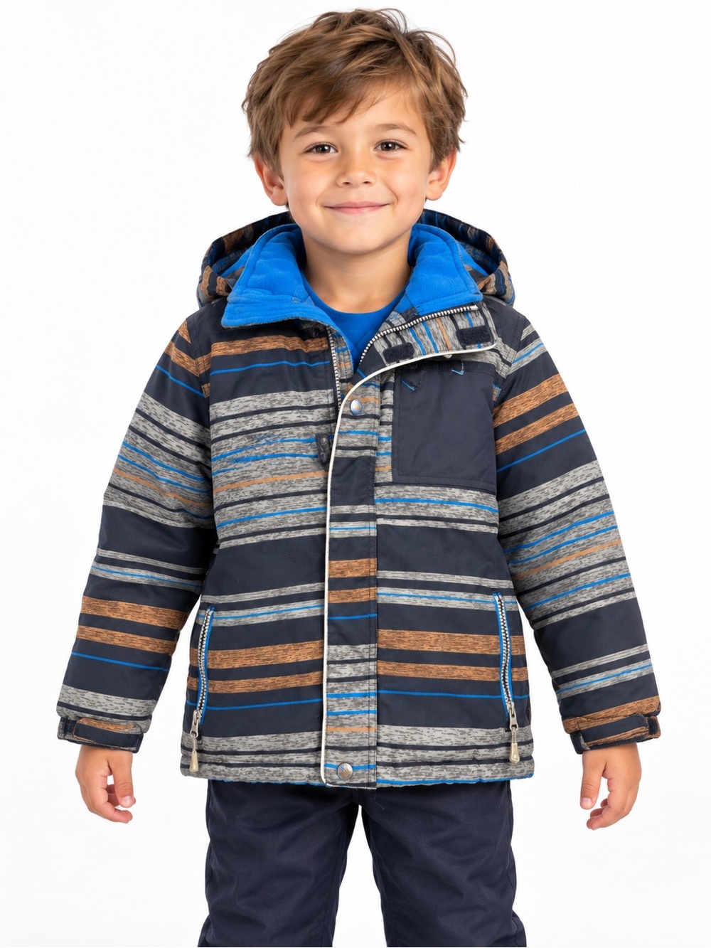 Nano Boy Hooded Winter Jacket - Blue/Brown size 5